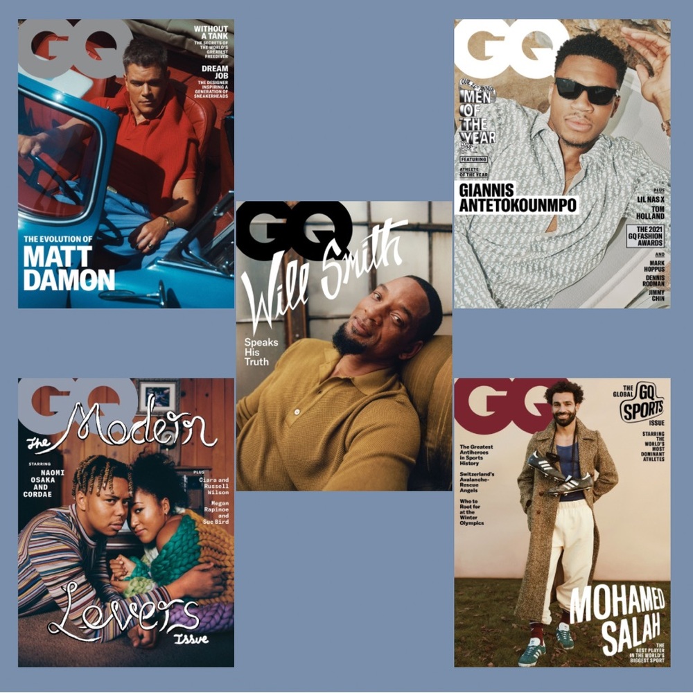 GQ Magazine 5-Issue Collection | Naomi Osaka, Matt Damon, Will Smith & More